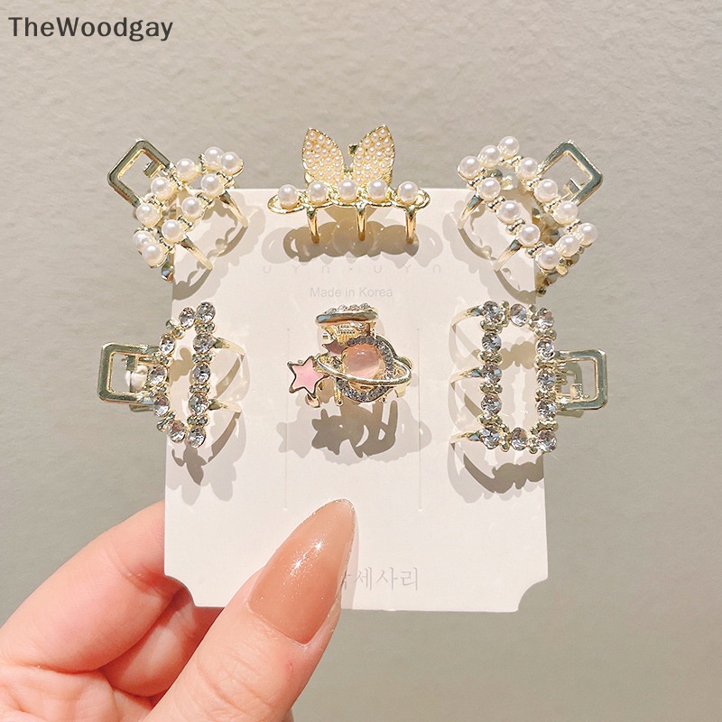 Kẹp Tóc Càng Cua mini Đính Hạt Ngọc Trai Phong Cách retro Cho Nữ