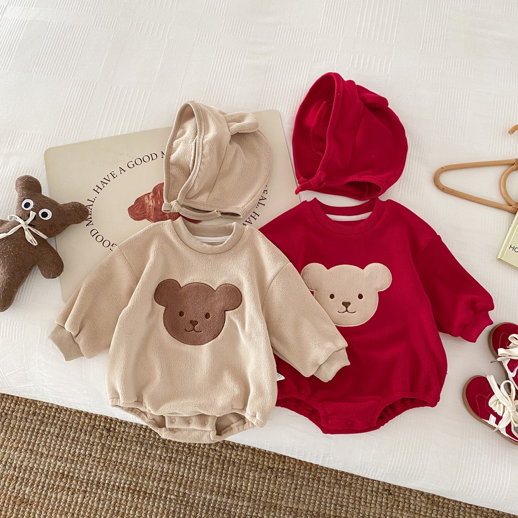 Bộ Đồ Liền Thân Hình Gấu Hoạt Hình Đáng Yêu Cho Bé 0-24 Tháng Tuổi