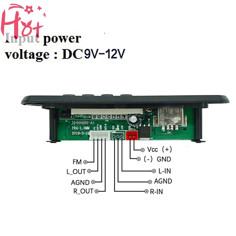 Jr Bảng Mạch Giải Mã Âm Thanh usb tf fm radio mp3 Không Dây 5.0 9v-12v mp3