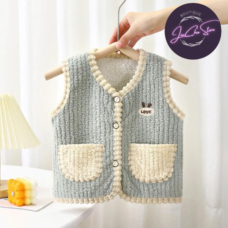 Áo khoác gile lót lông cừu cho bé Size từ 10 -20Kg