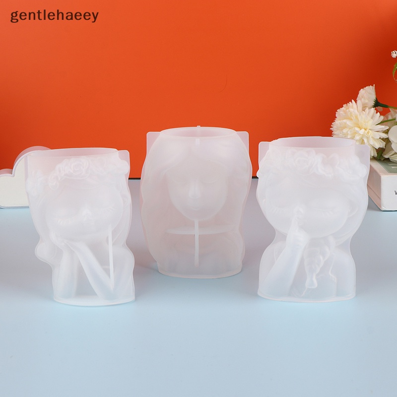 Khuôn silicone Làm Chậu Hoa resin Pha Lê epoxy Hình Cô Gái Dễ Thương diy