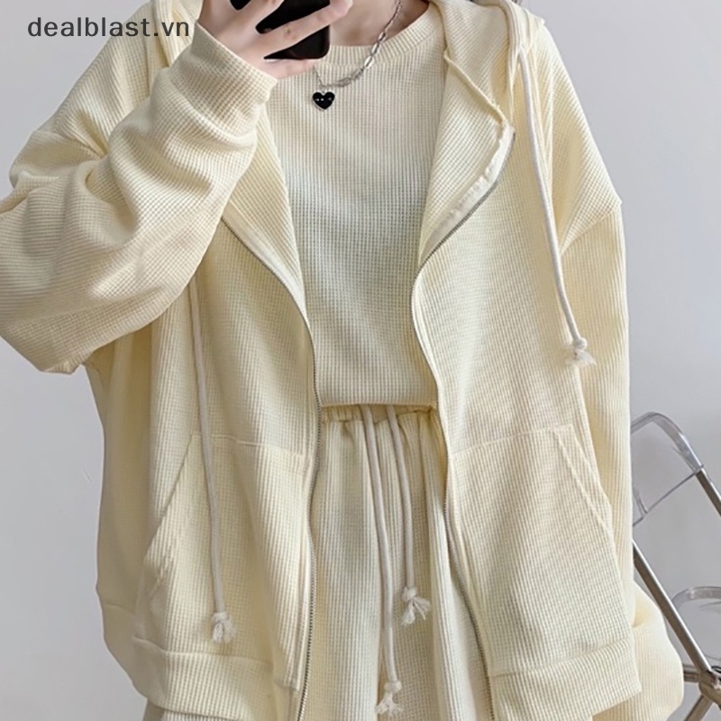 Áo Khoác sweatshirt Dáng Rộng Tay Dài Có Mũ Trùm Màu Trơn Đơn Giản Thời Trang Mùa Thu Cho Nữ sk