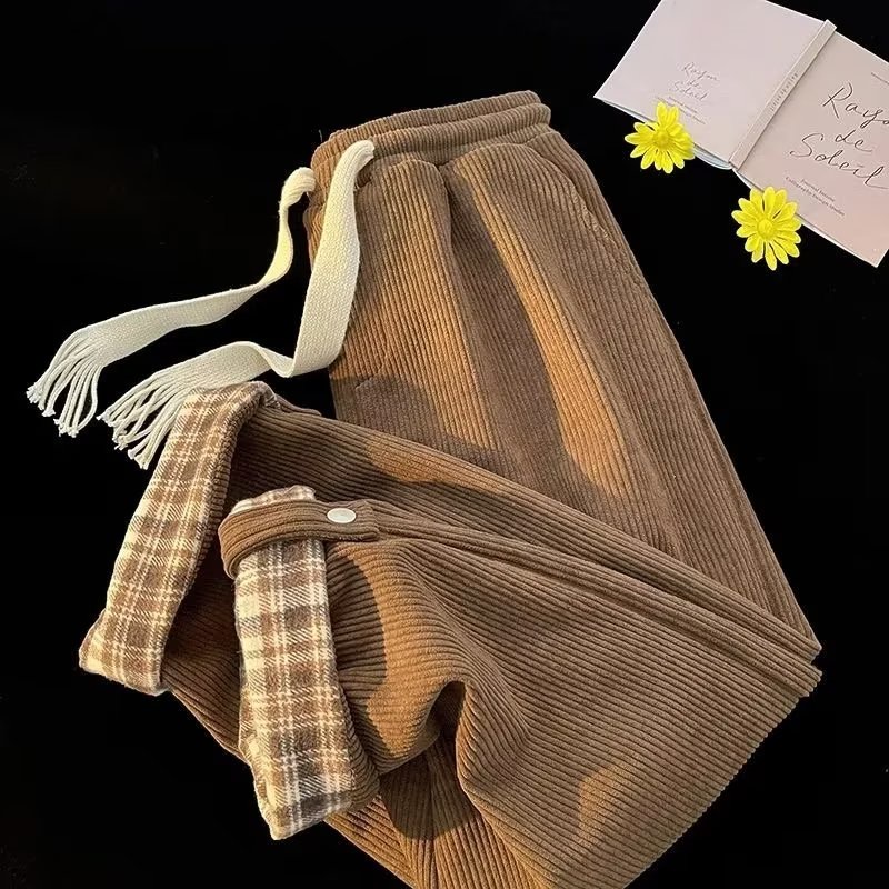 Kyushuad Quần Nhung Ống Rộng Thoải Mái Thời Trang Mùa Thu Cho Nam
