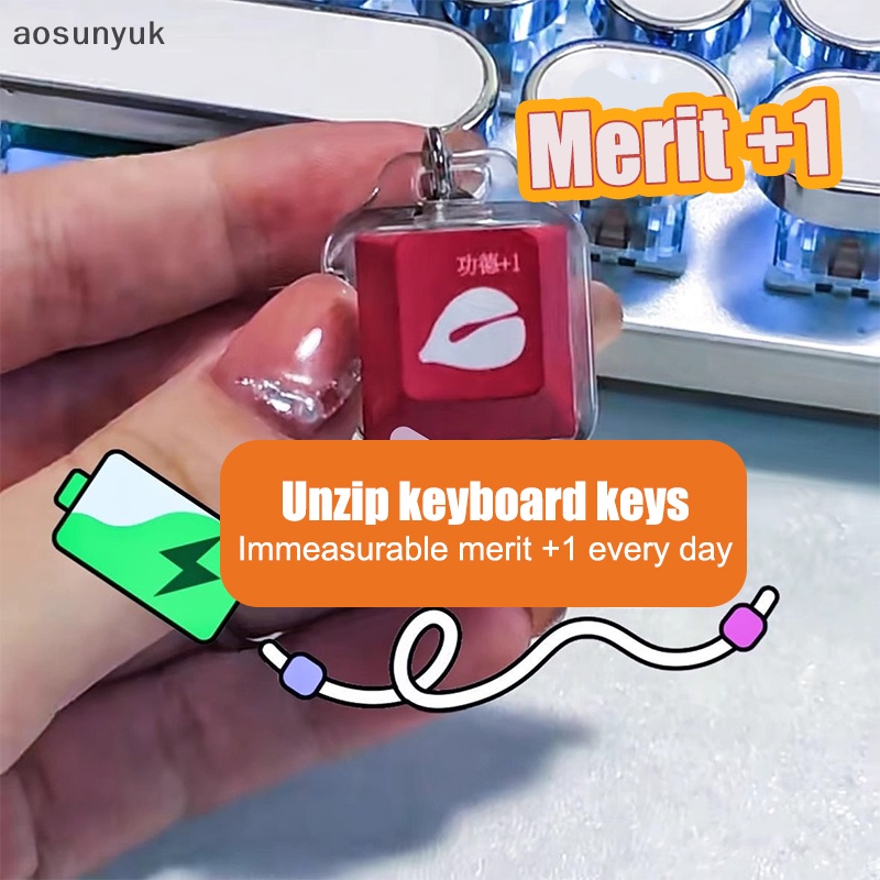 Aosunyuk merit + 1 muyu deion Vòng cổ Đèn led Mặt Nút Bàn Phím Cơ Giảm Căng Thẳng