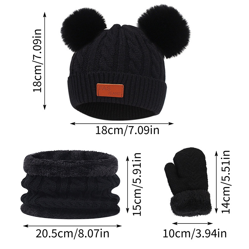 Zhzh set Găng Tay + Mũ + Găng Tay + Găng Tay + Bóng Lông Cừu Nhiều Màu Sắc Cho Bé