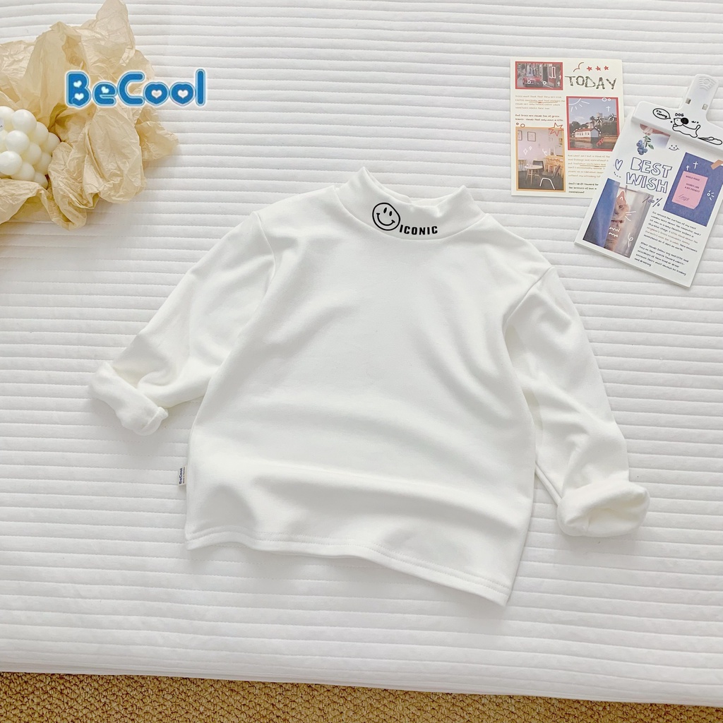 Áo Giữ Nhiệt Cho Bé ICONIC Chất Cotton Thun Trơn Dày Dặn Cao Cấp BeCool, Áo Dài Tay Cho Bé Từ 10-26kg