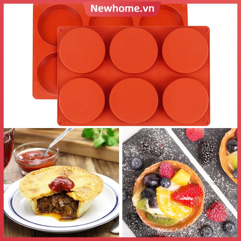2 Khuôn Nướng Bánh 6 Ngăn Bằng silicone Chống Dính Kích Thước Lớn Có Thể Tái Sử Dụng Cho Nhà Bếp shoptkc1954