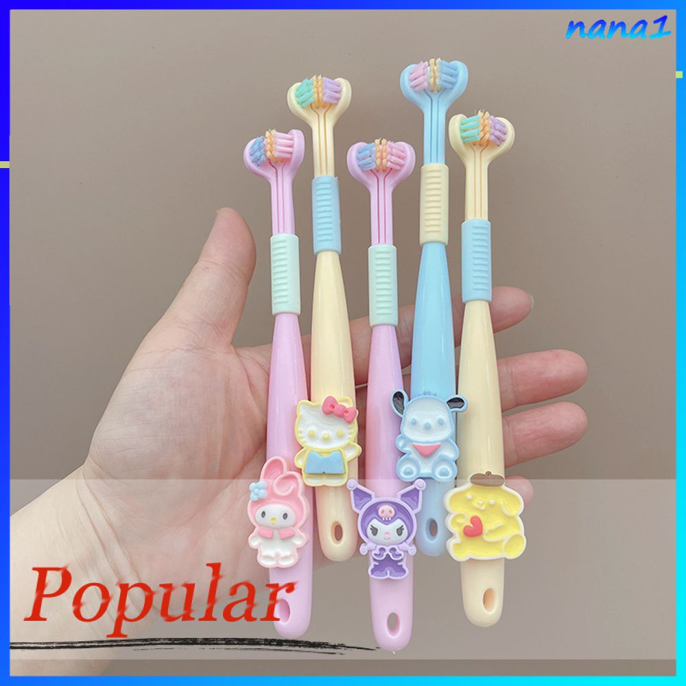 Bàn Chải Đánh Răng Ba Mặt sanrio Lông Mềm Cho Bé 6-12 Tuổi