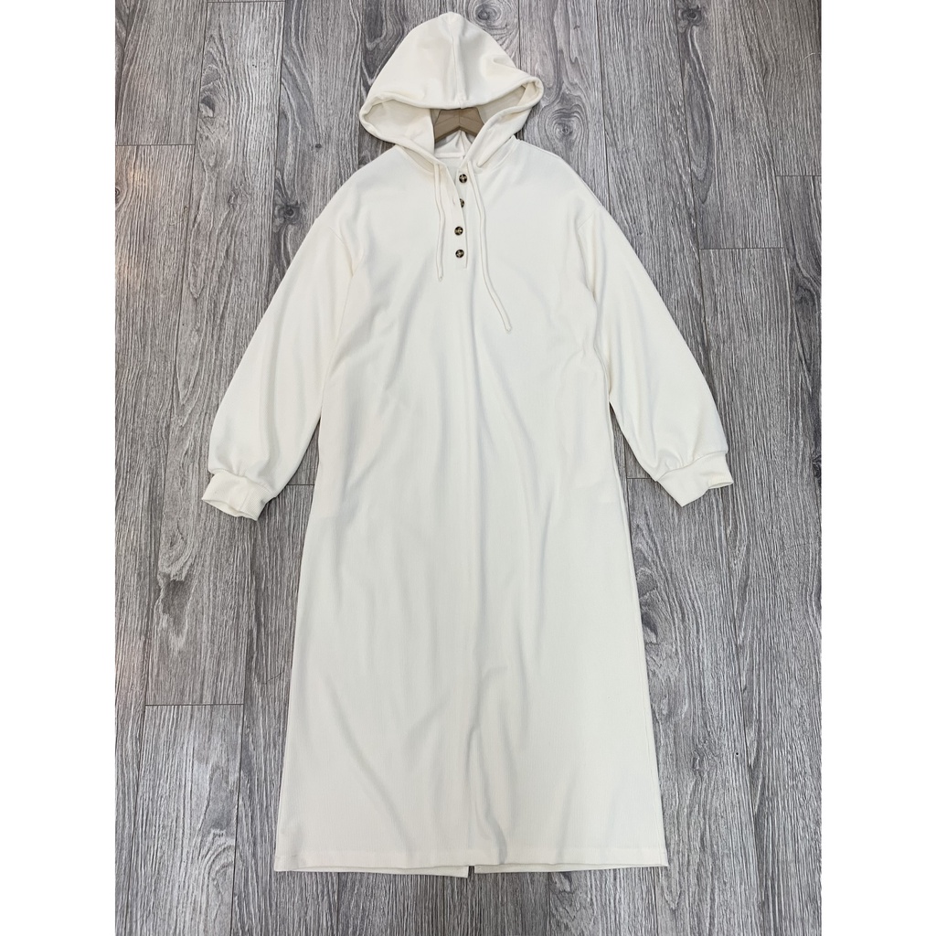 Váy Suông Nỉ Tăm Có Mũ Cúc Cổ Dáng Dài V817 SUSSTORE