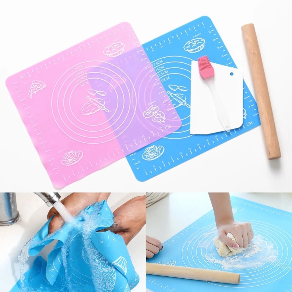 Tấm thảm lót nhào bột, trộn bột silicon chống dính, trượt làm bánh sữa chua, bao, quy, gạo, trân châu- thảm silicon
