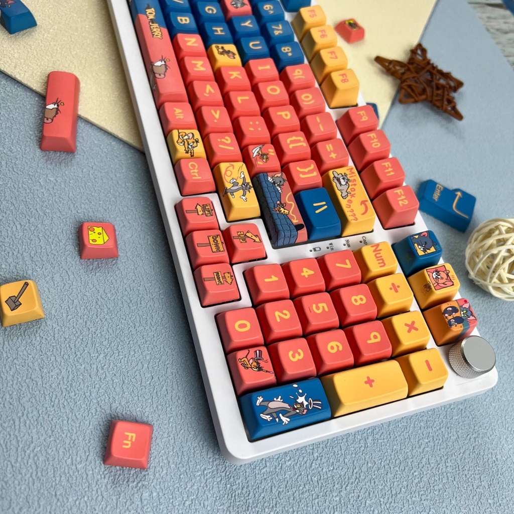 Tom và Jerry Keycaps MDA Profile Anime PBT Dye Sub Bàn Phím Cơ Keycap