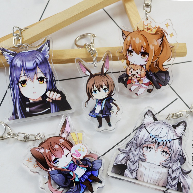 Mặt dây chuyền Arknights, móc khóa Texas First Snow Amiya, hoạt hình hai chiều và thiết bị ngoại vi trò chơi