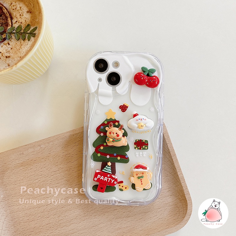 Ốp Điện Thoại tpu Mềm Chống Sốc Gắn Dây Xích Hình Cây Thông Giáng Sinh 3d Cho iphone 15 14 13 12 pro max 11 15promax 15pro