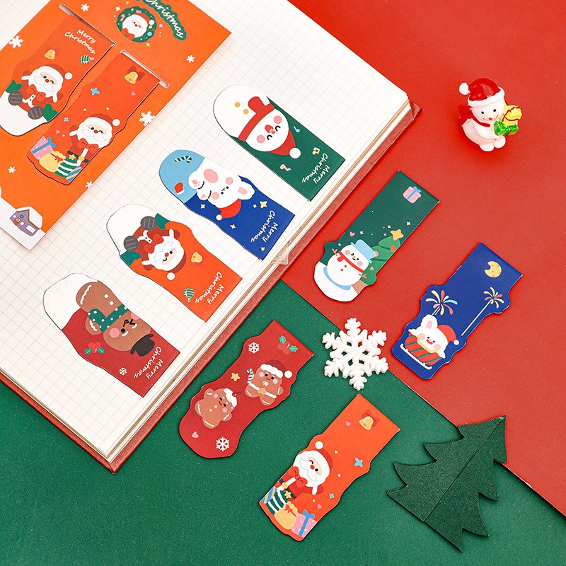 Bộ 2 Thẻ Đánh Dấu Trang Sách Giáng Sinh Từ Tính Họa Tiết Ông Già Noel Người Tuyết Dễ Thương Sáng Tạo Làm Quà Tặng Cho Bé