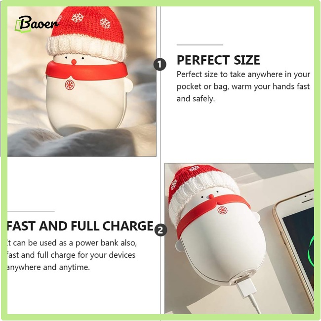 Máy Sưởi Ấm Tay Mùa Đông mini 10w 2 Cổng Sạc usb Chính Hãng 100% Hình Người Tuyết