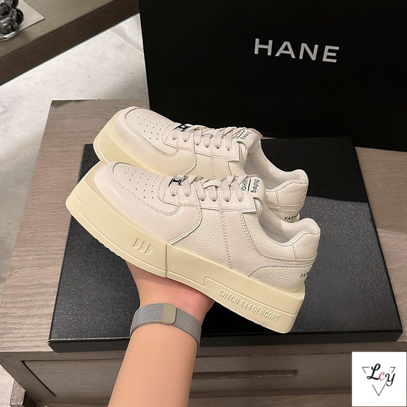 Giày Thể Thao Mũi Vuông Đế Dày Màu Trắng Đen Thời Trang Xuân Thu 2023 Cho Nữ