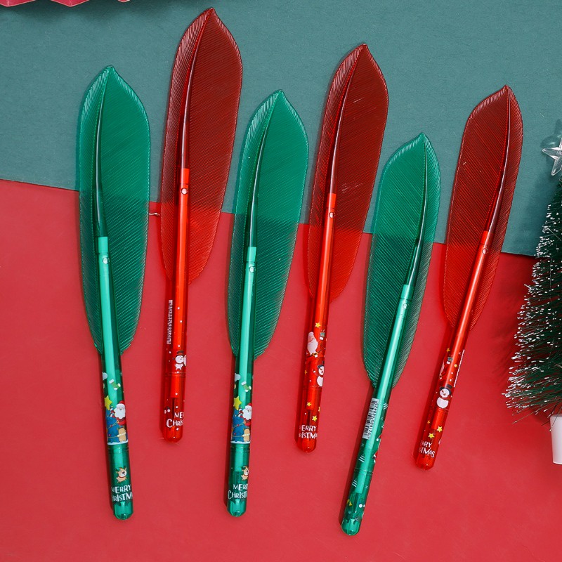 Bút Kí Tên Màu Đen Hình Cây Thông Noel / Lông Vũ Hoạt Hình Khô Nhanh Dùng Trong Trường Học / Văn Phòng Phẩm