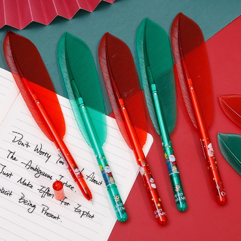 Bút Kí Tên Màu Đen Hình Cây Thông Noel / Lông Vũ Hoạt Hình Khô Nhanh Dùng Trong Trường Học / Văn Phòng Phẩm