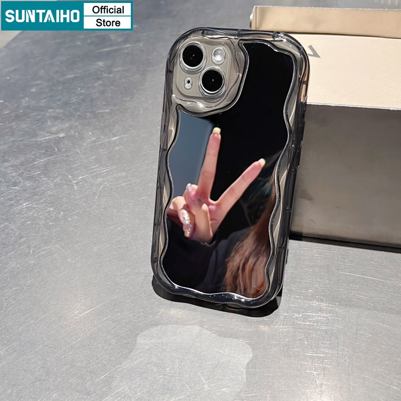 Suntaiho ốp lưng iphone Có Gương Ốp Điện Thoại Silicon Mềm Chống Sốc Thời trang Cho Case iPhone 11 12 13 14 15 Pro Max IP 7 8 Plus iphon X XS XR XsMax
