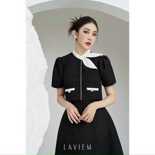 [078] SET ÁO VIỀN PHỐI NƠ KÈM CHÂN VÁY CHỮ A XINH XẮN, THANH LỊCH CHO NỮ