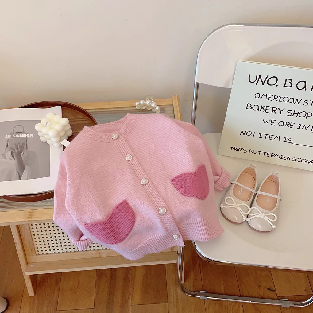 Áo Khoác Len cardigan Phong Cách Hàn Quốc Ngọt Ngào Cho Bé Gái