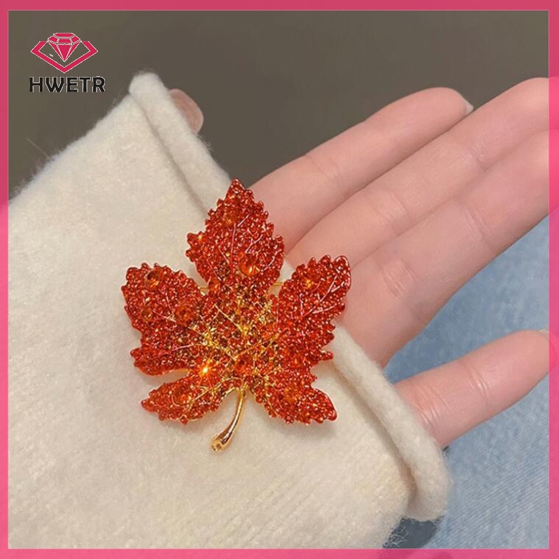 Ghim Cài Áo Hình Lá Phong Đính Đá Thời Trang Cho Nam Nữ Mới