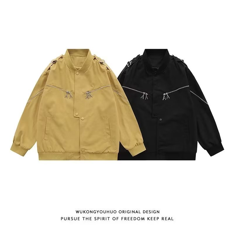 Eershenshi Áo Khoác Bóng Chày Vải Cao Cấp Phối Khóa Kéo Đơn Giản Đa Năng Hợp Thời Trang Cho Nam