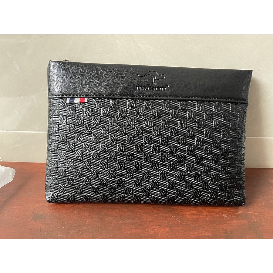 Ví cầm tay nam da cao cấp dạng hộp bảng lớn caro Mờ Màu Trơn KR11