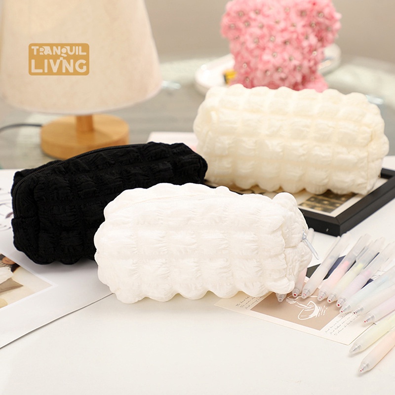 Túi Đựng Bút / Đồ Trang Điểm Văn Phòng Phẩm Khóa Kéo Phối Lông Dễ Thương Thời Trang