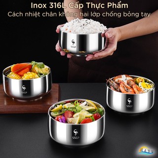 Bát inox 2 lớp cách nhiệt kiểu hàn quốc chất liệu 304 316 cao cấp ssgp