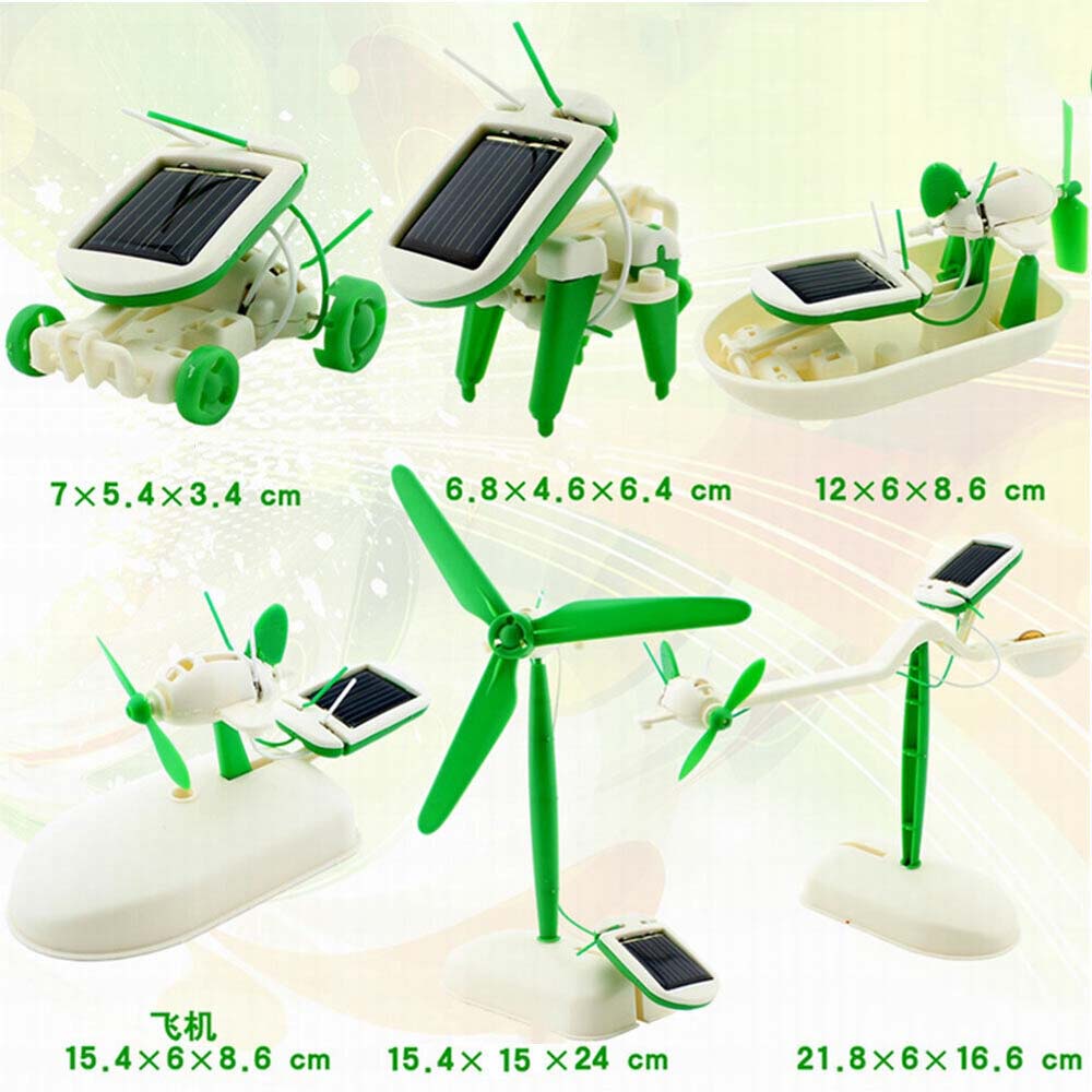 6 in 1 Solar DIY Educational Kit Toy Boat Fan Car Robot Windmill Puppy