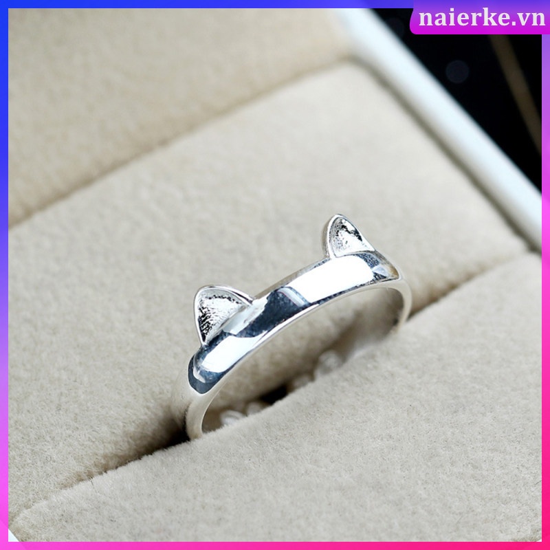 Nhẫn Hở Mạ Bạc 925 Hình Bàn Chân Mèo Lấp Lánh Có Thể Điều Chỉnh Làm Quà Tặng Giáng Sinh / Đám Cưới Cho Nữ