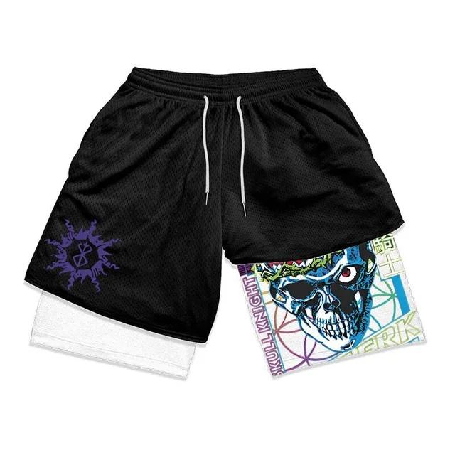 Quần Short Thể Thao 2 Trong 1 in Họa Tiết Animeberserk Thời Trang Mùa Hè Cho Nam y2k