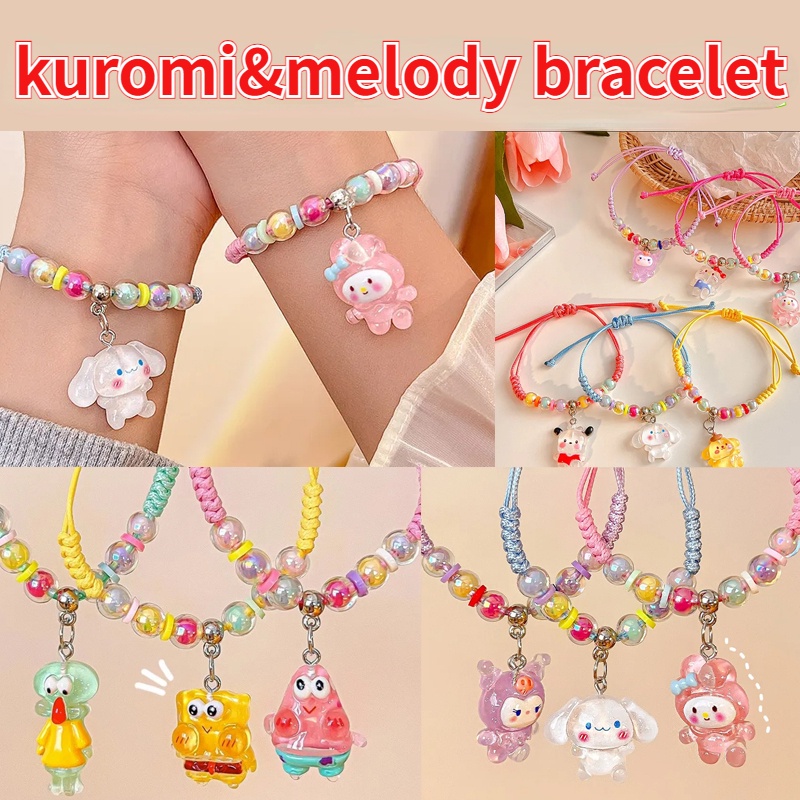 Vòng Tay Dây Bện Mặt Hình anime kuromi Nhật Bản Có Thể Điều Chỉnh Cho Cặp Đôi