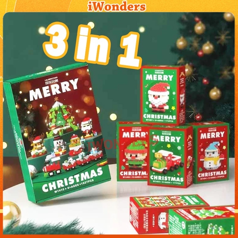 Christmas Kit Nano block Bộ Đồ Chơi Lắp Ráp Cây Thông Giáng Sinh 3 Trong 1 Dễ Thương Cho BéHoliday Gifts