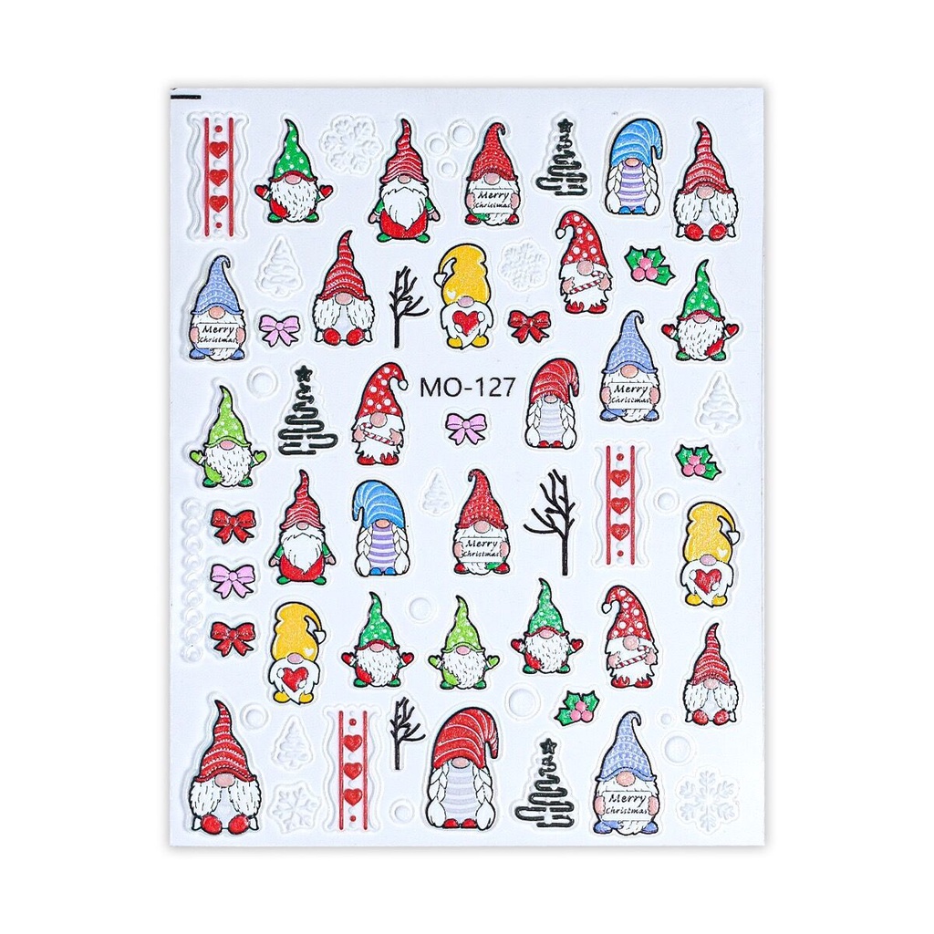 Miếng Dán Trang Trí Móng Tay In Nổi Họa Tiết Hoạt Hình Giáng Sinh  / Miếng Dán Móng Tay 3d Hình Ông Già Noel / Người Tuyết /