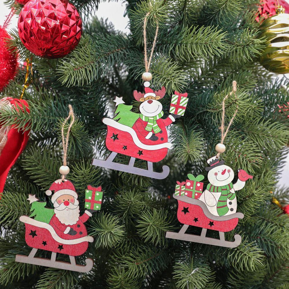 Phụ Kiện Treo Trang Trí Cây Thông Giáng Sinh Bằng Gỗ Hình Người Tuyết / Hươu / Ông Già Noel handmade diy