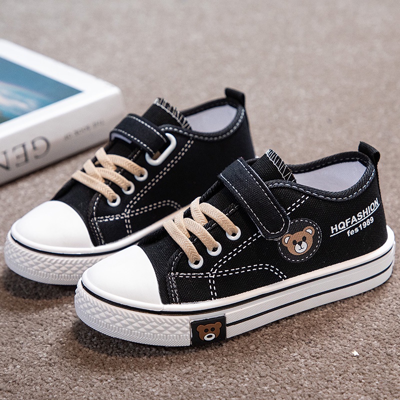 Giày Vải canvas Đế Mềm Chống Bẩn Màu Đen Thời Trang Mùa Thu 2023 Cho Bé Trai Và Gái