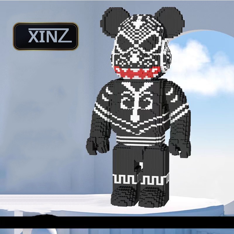 Mô hình lắp ráp lego bearbrick 55cm XINZ đồ chơi lắp ráp cỡ lớn hình thú thỏ lv violent bearsTặng ô tô