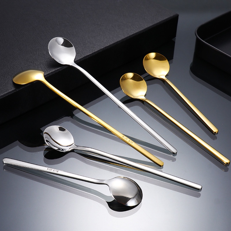 Thìa inox tay cầm dài thìa cà phê chất lượng cao thìa khuấy gia đình
