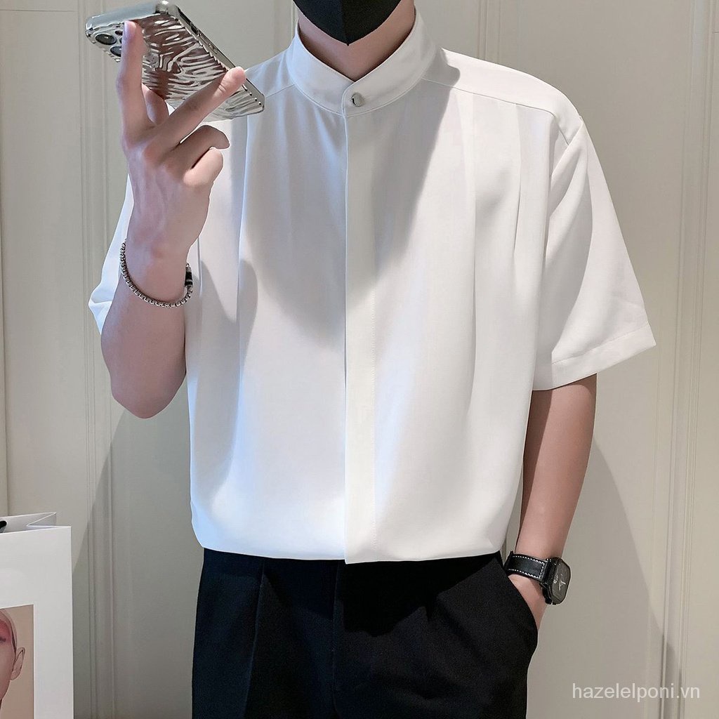 Áo Khoác Vest Tay Ngắn Cổ Đứng Thời Trang Công Sở Cho Nam