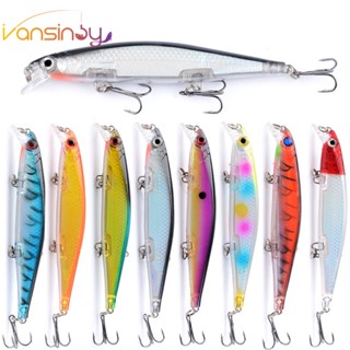 Mồi giả minnow 11cm 13g sơn phản quang và dạ quang câu lure cá vược, cá măng