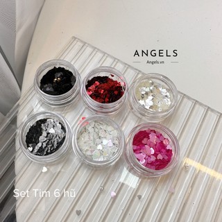 Phụ kiện trang trí móng , Set nhũ hình trái tim trang trí nail