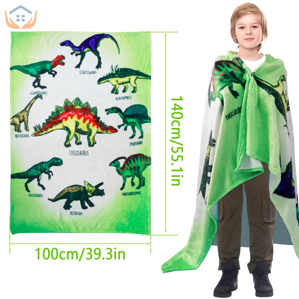 Chăn Bông Mềm Giữ Ấm In Hình Khủng Long 55X39 inch Cho Bé Trai Gái Kc4246