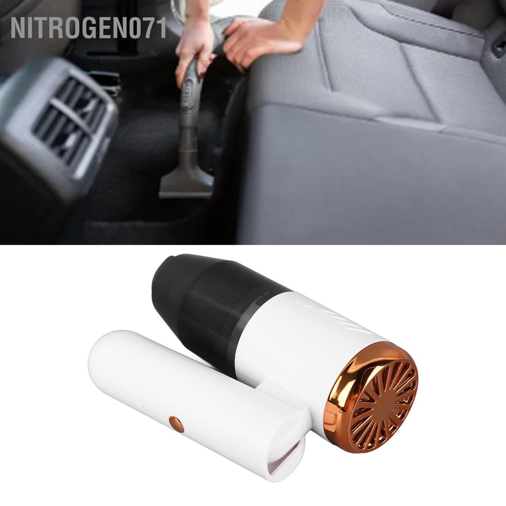 Nitrogen071 Máy Hút Bụi Ô Tô Cầm Tay Không Dây Sạc USB Mạnh Mẽ Mini Cho Gia Đình Xe Tính Văn Phòng Trắng