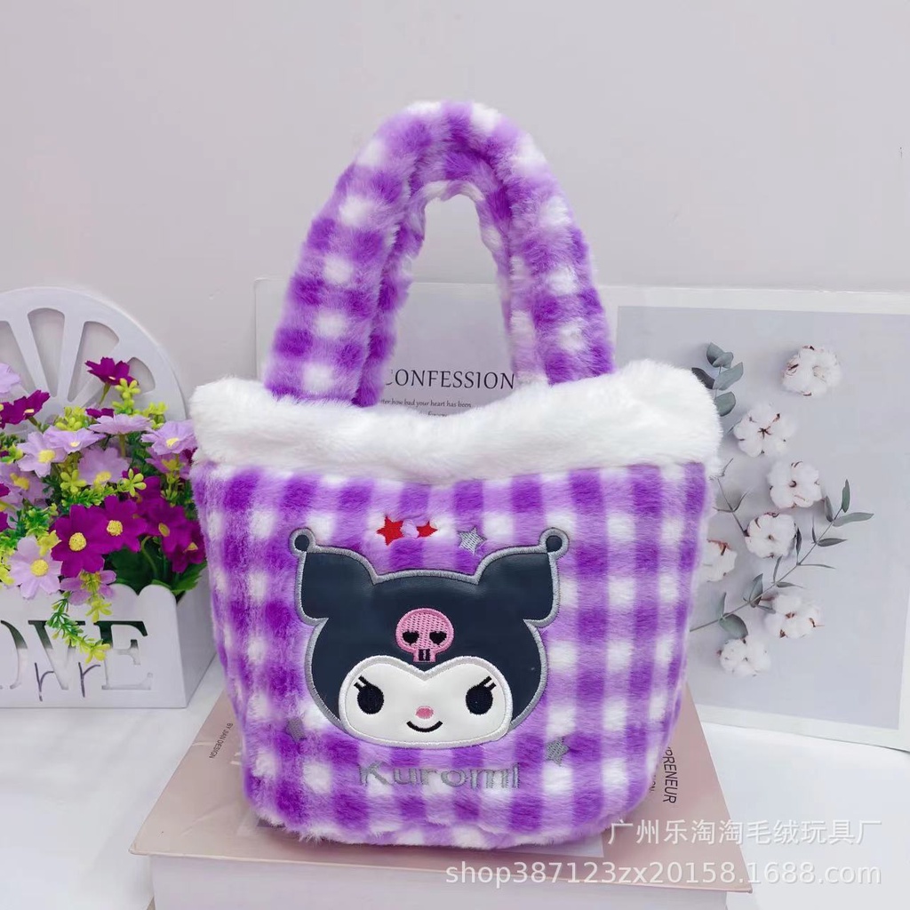 Kts sanrio kuromi mymelody cinnamon Nhồi Bông Xách Tay Thời Trang Sức Chứa Lớn