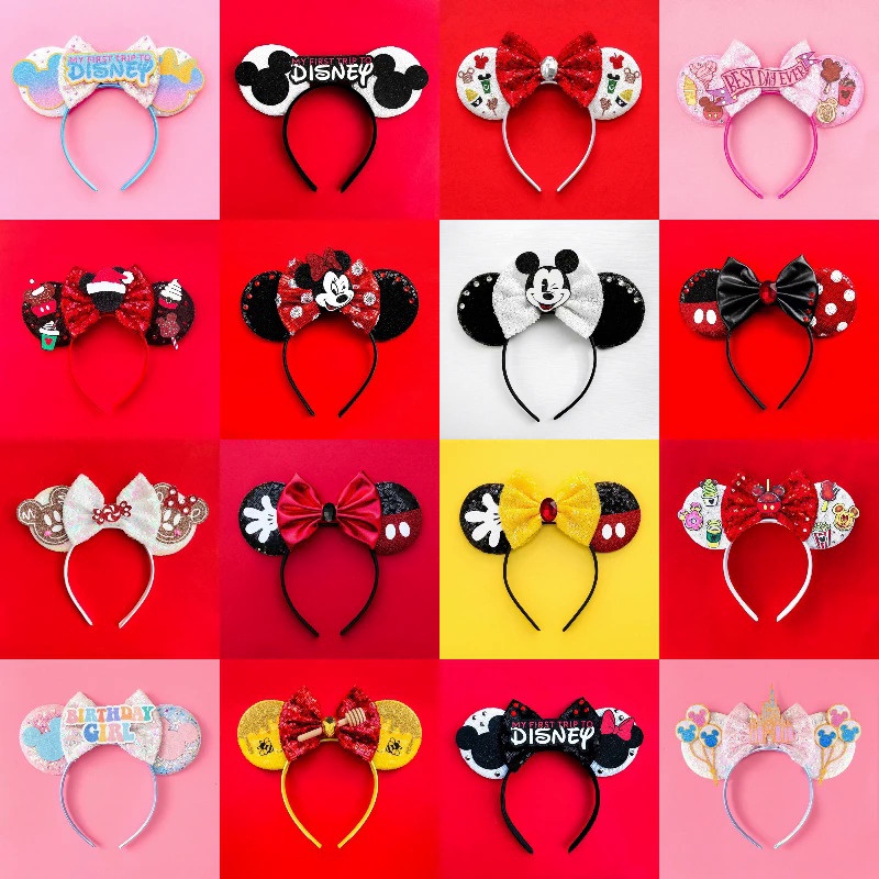 Disney Băng Đô Cài Tóc Hình Chuột mickey Đính Kim Sa Lấp Lánh Cho Bé