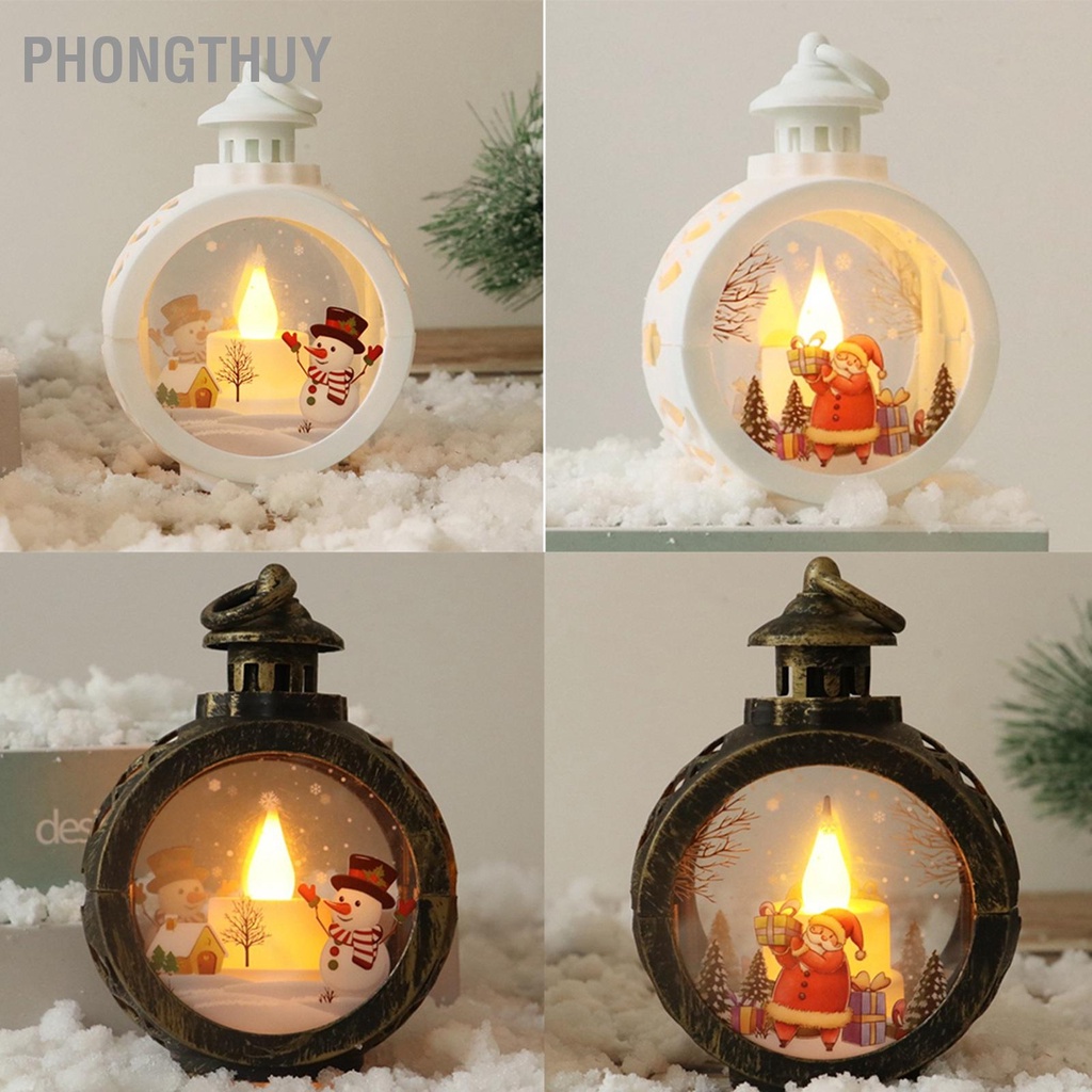 Đèn LED Hình Người Tuyết / Ông Già Noel - Nến Điện Tử Retro Thủy Tinh Trang Trí Giáng Sinh Cho Gia Đình