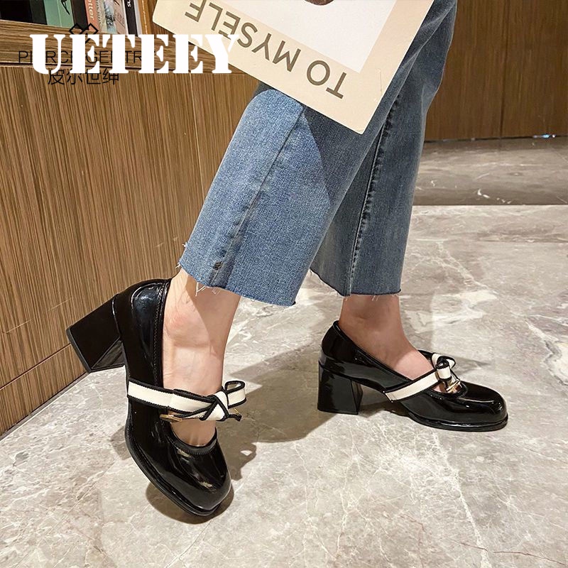 UETEEY  giày búp bê Mary Jane Lolita Đế da mềm đế êm thời trang Nhẹ nhàng Êm ái Chống trơn trượt Đáng yêu Siêu nhẹ FLF23B0PX7 46Z231118