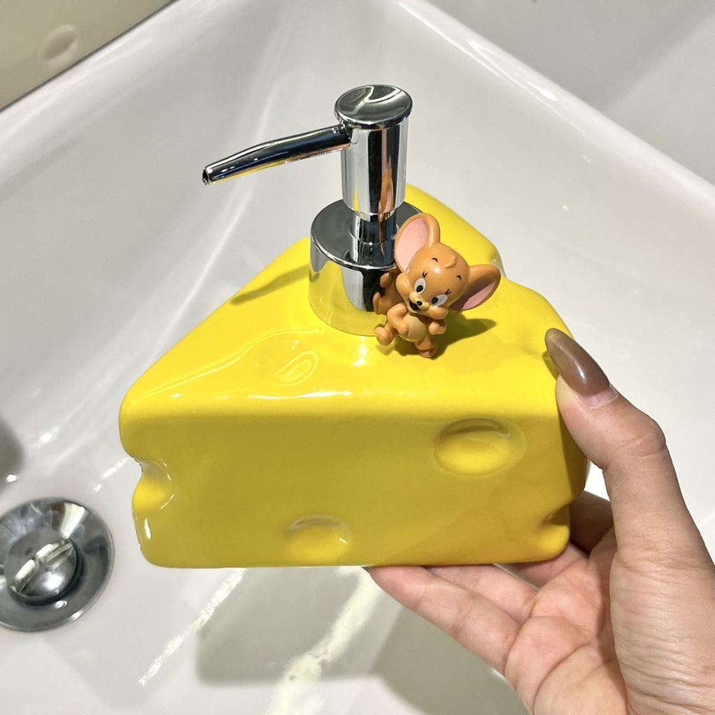 Bình Sứ Đựng Xà Phòng Rửa Tay Hình Phô Mai Dễ Thương
